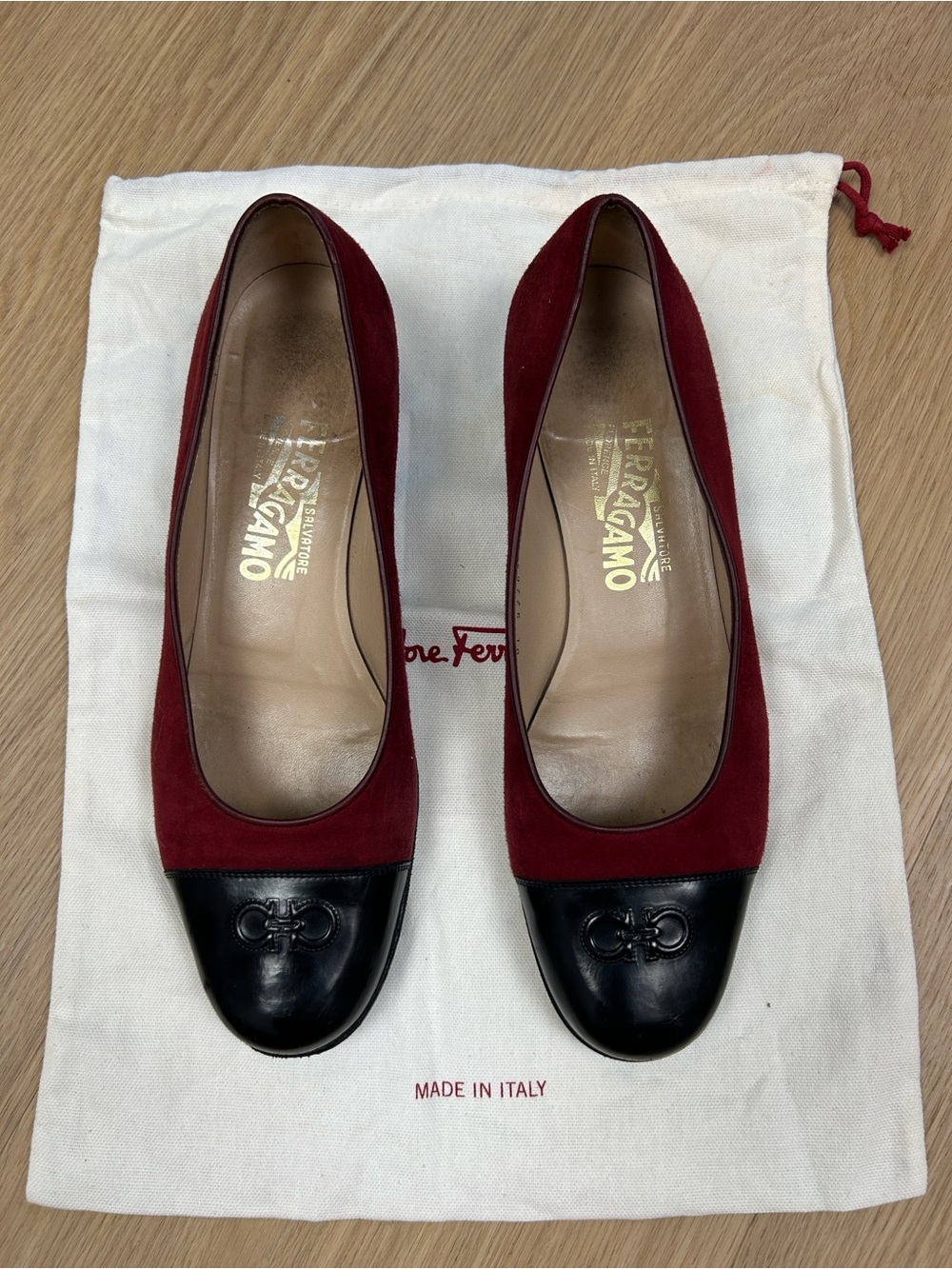 Salvatore Ferragamo Suede Leather Cap Toe Pumps 9.5